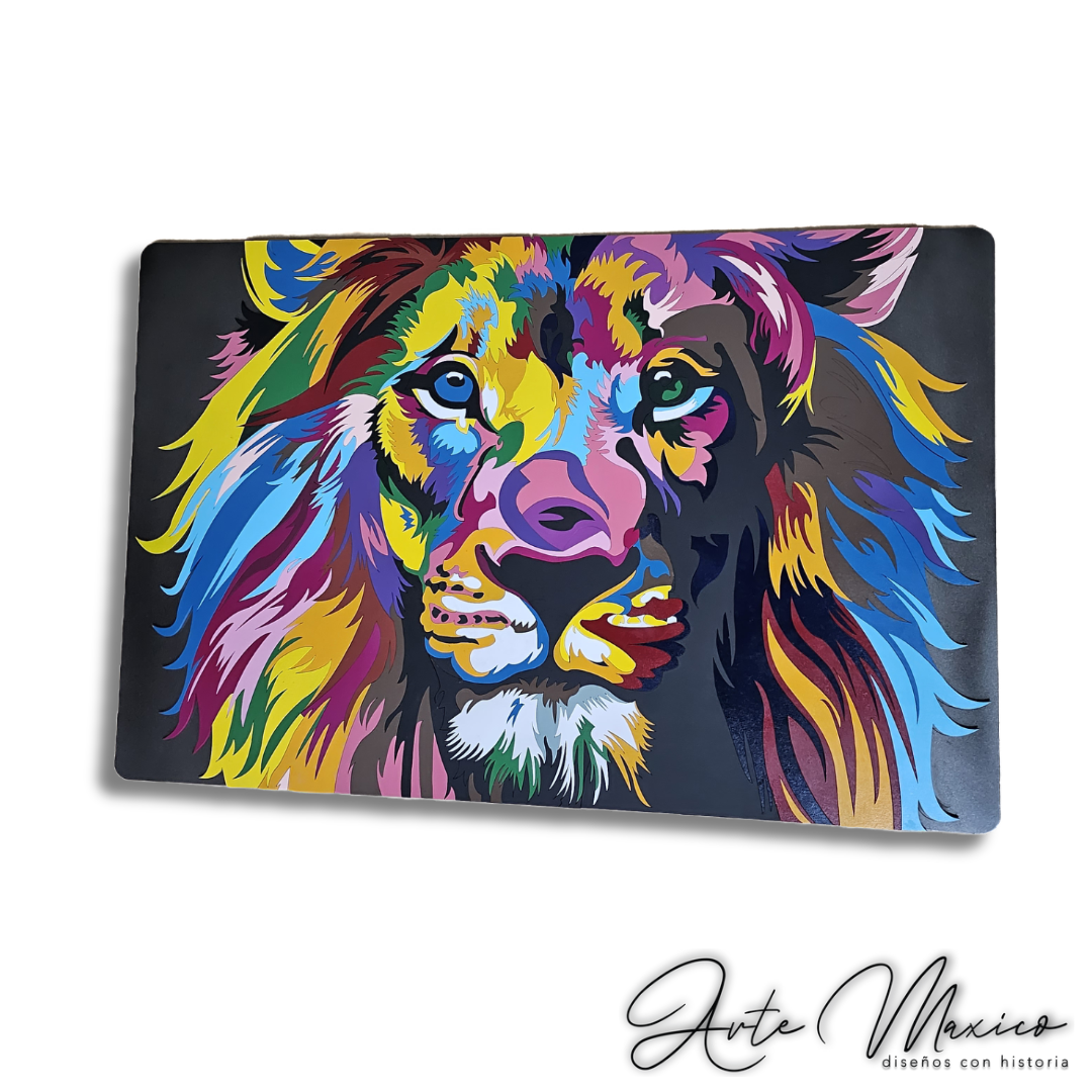 Cuadro León Multicolor