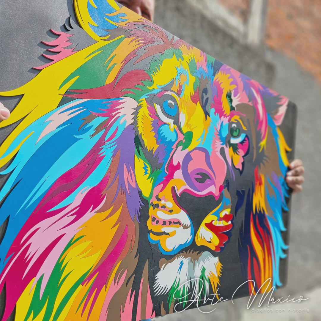 Cuadro León Multicolor