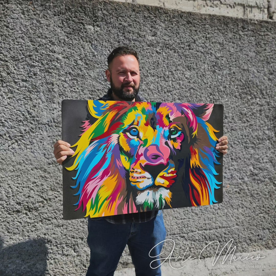 Cuadro León Multicolor