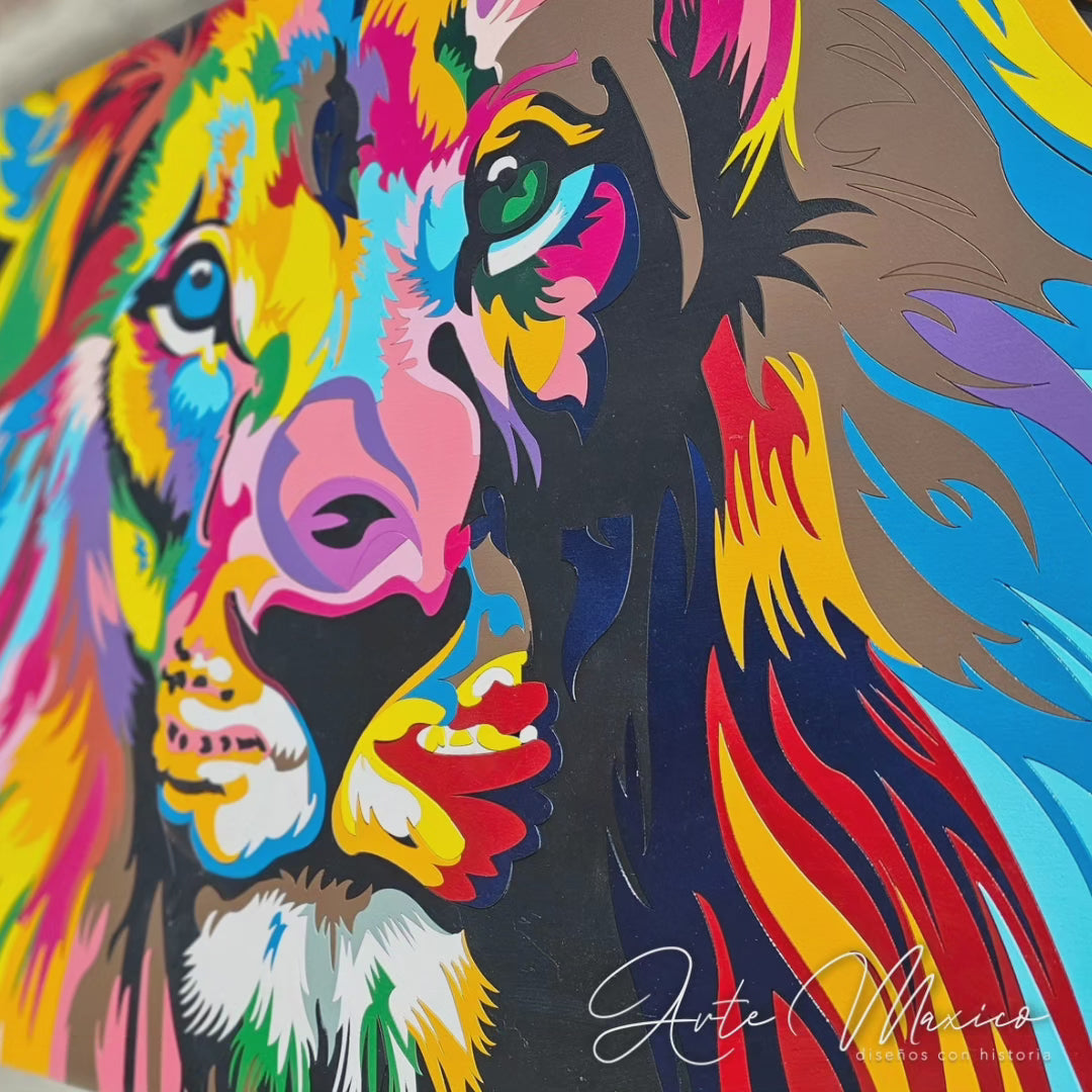 Cuadro León Multicolor