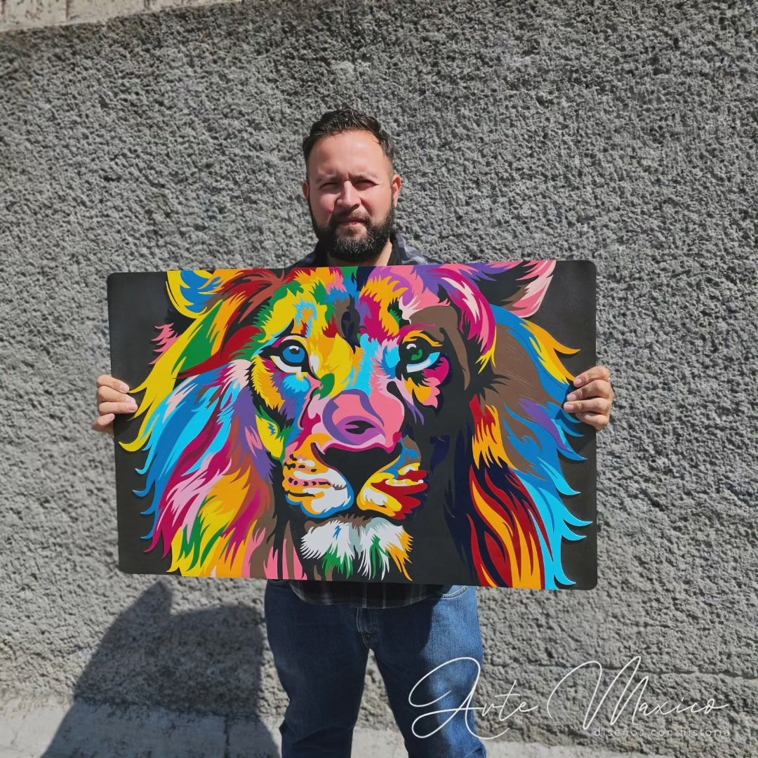 Cuadro León Multicolor