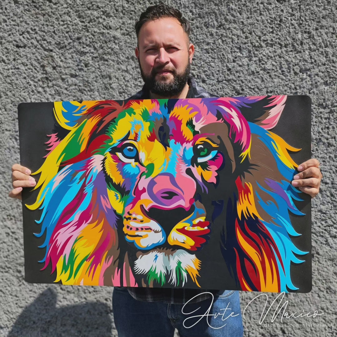 Cuadro León Multicolor