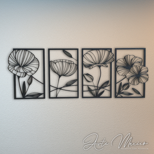 Flores Enmarcadas 4pz