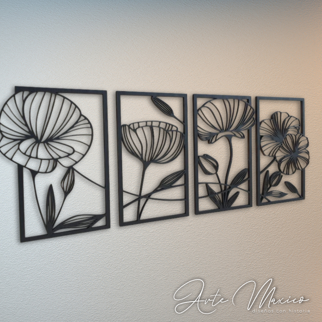 Flores Enmarcadas 4pz