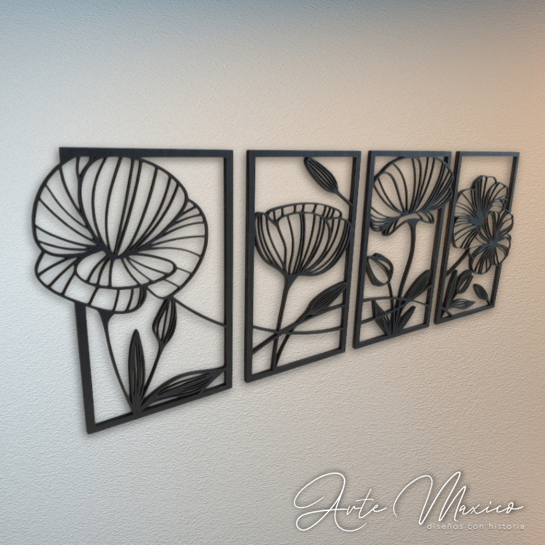 Flores Enmarcadas 4pz