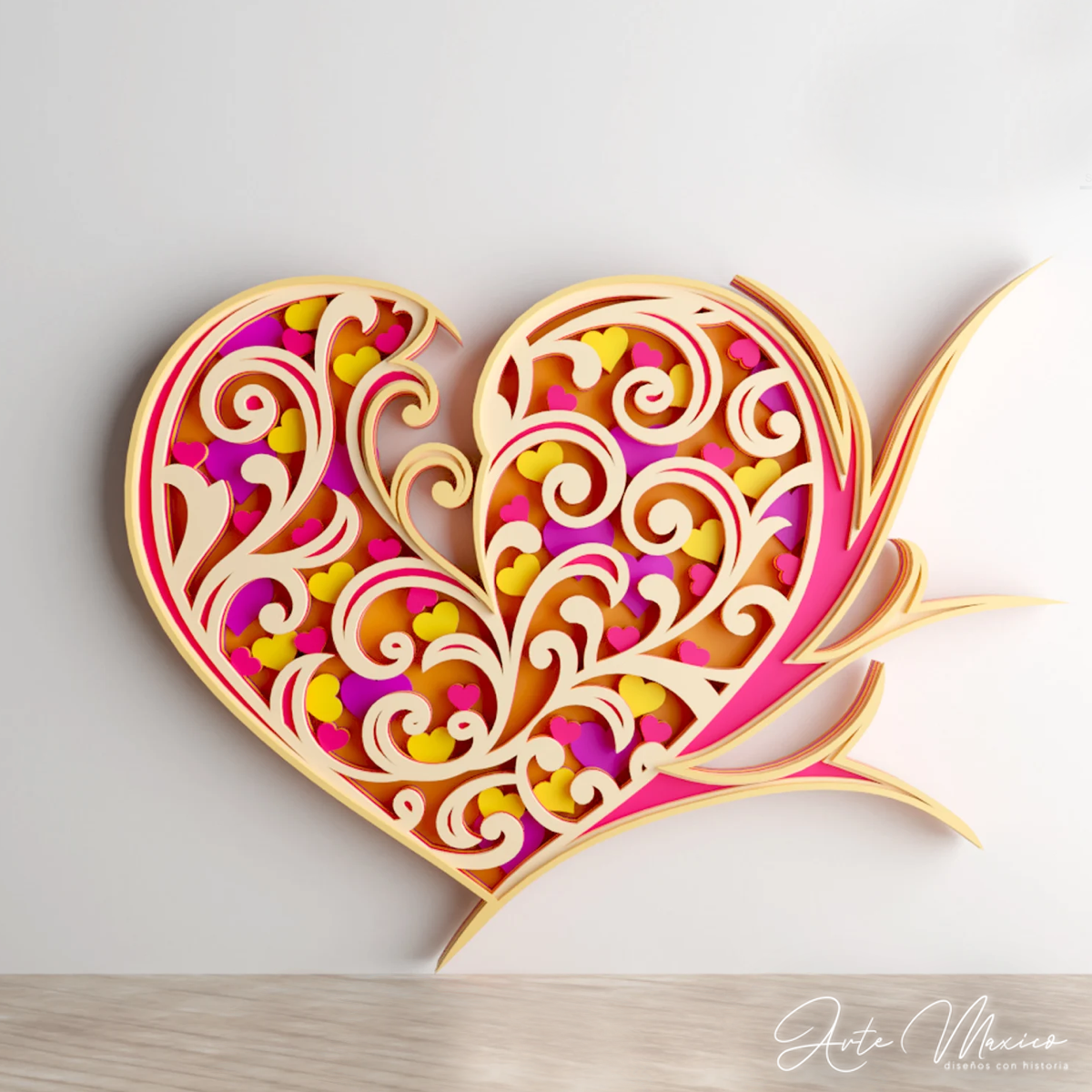 Corazón Floral Multicapas