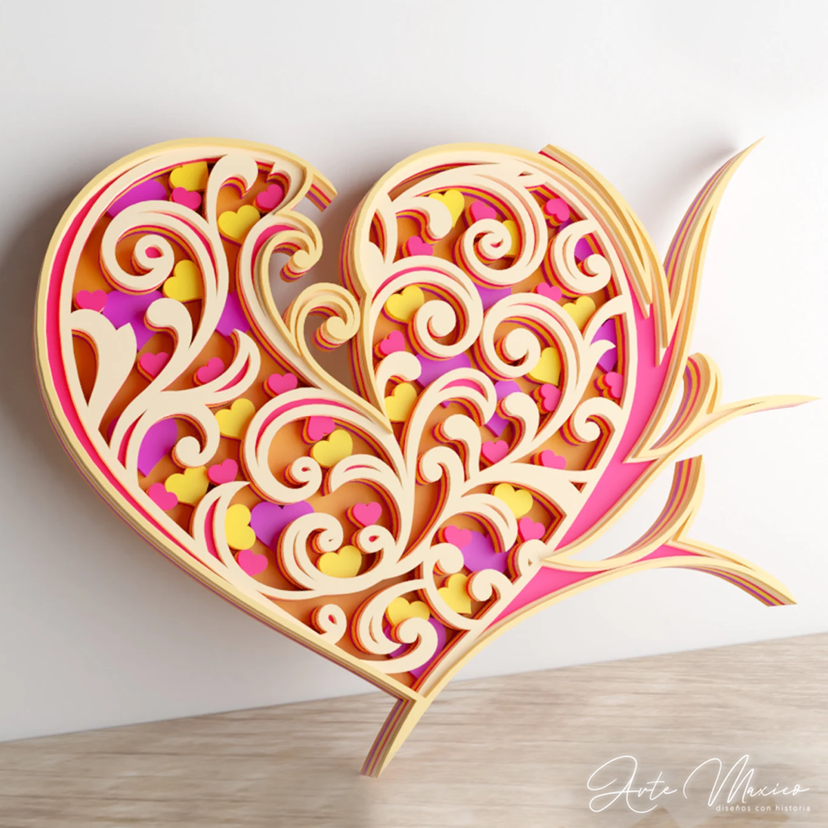 Corazón Floral Multicapas