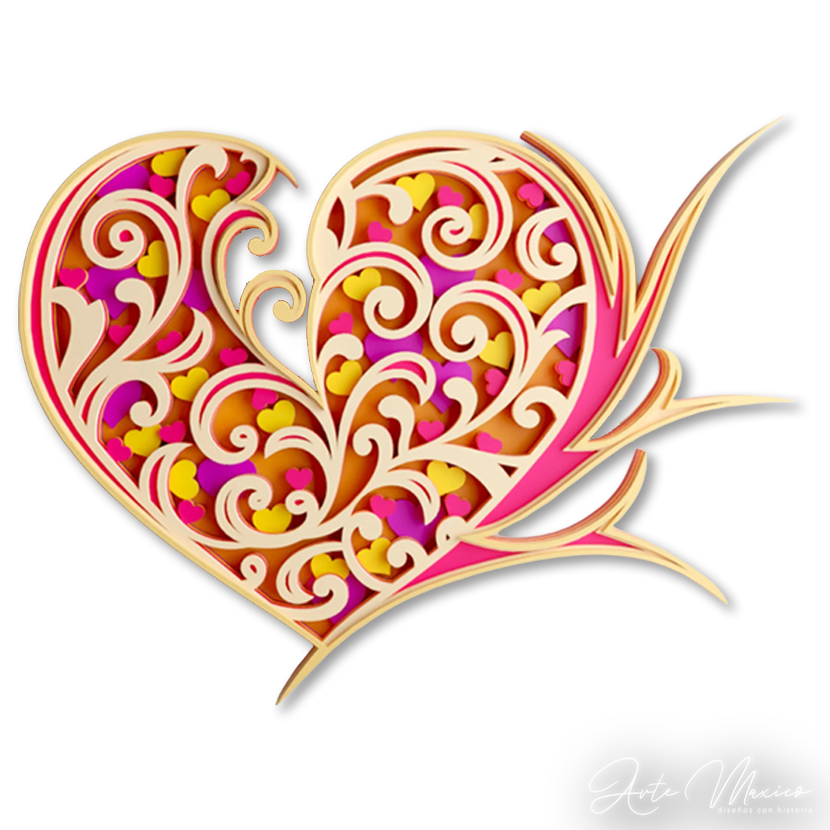 Corazón Floral Multicapas