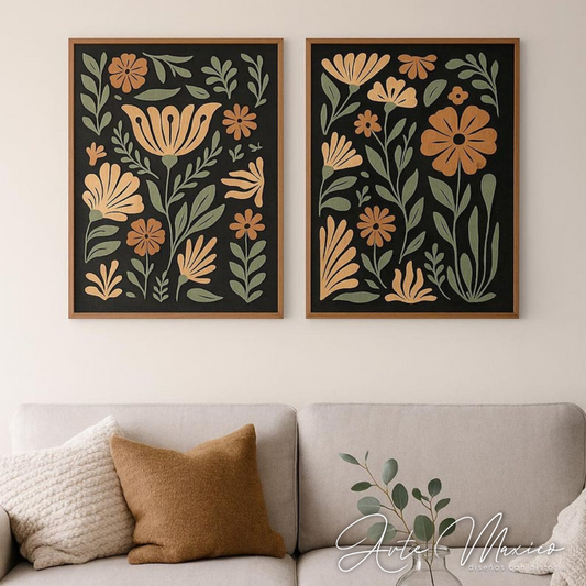 Cuadros Florales Roots Black