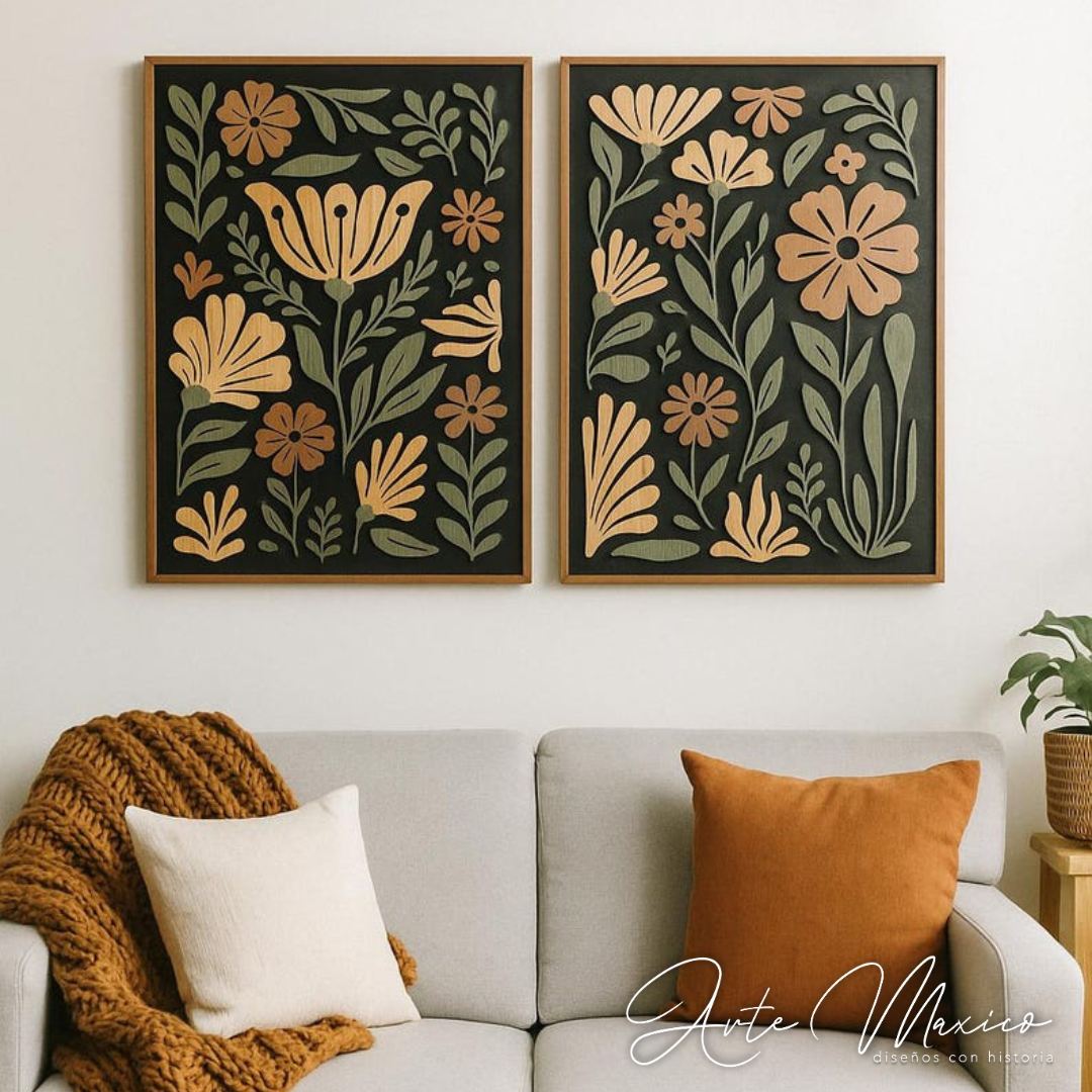 Cuadros Florales Roots Black
