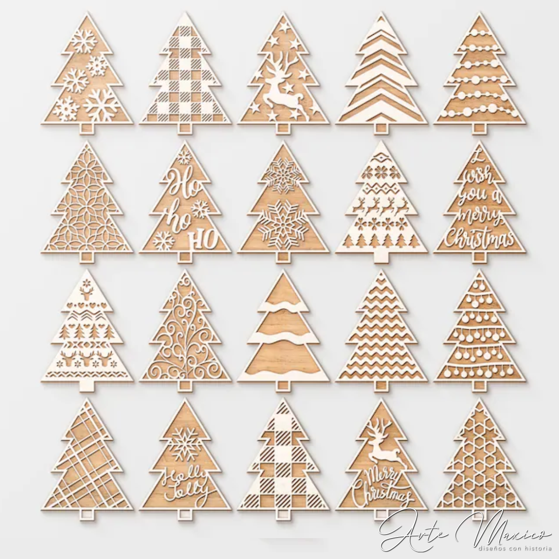 Set Decorativo Pinos Navideños